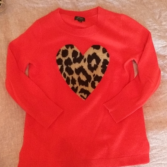 j crew leopard heart sweater